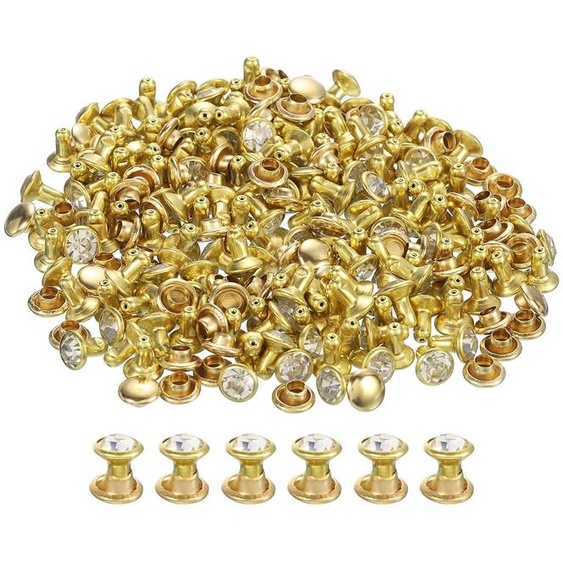 Strass-clous, dorés, 6 mm, 200 pièces, pour travaux de bricolage sur le cuir