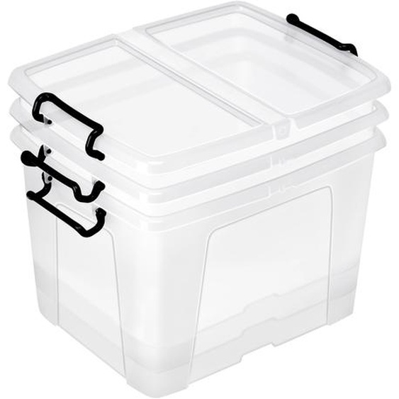STRATA Boîte de rangement 40 L avec couvercle - Transparent