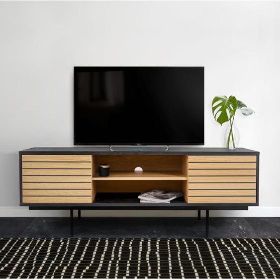 Stripe - Meuble TV design en bois et métal - Couleur - Noir/Chêne