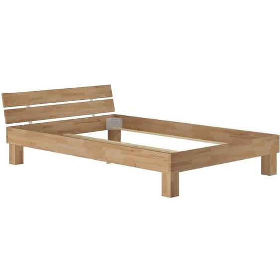 Structure de lit adulte moderne en hêtre massif naturel 140x200 cm - ERST-HOLZ - sans sommier ni matelas