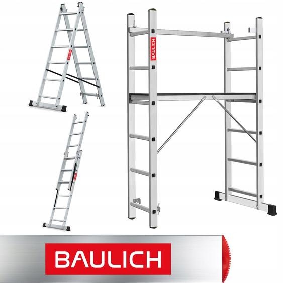 Baulich | Échafaudage en aluminium 2x6 - Charge maximale 150 kg - Hauteur de travail 2,97 m - Plateforme de travail - Pliable - Échafaudage EN 131