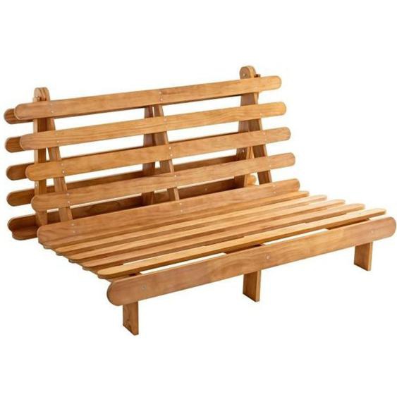 Structure futon 140x200 cm en bois massif naturel - Bois naturel - Terre de Nuit