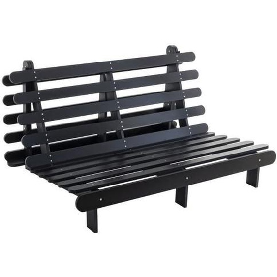 Structure futon 140x200 cm en bois massif noir - Noir - Terre de Nuit