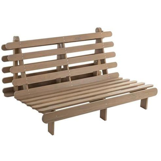 Structure futon 140x200 cm en bois massif taupe - Terre de Nuit - A lattes - 2 personnes
