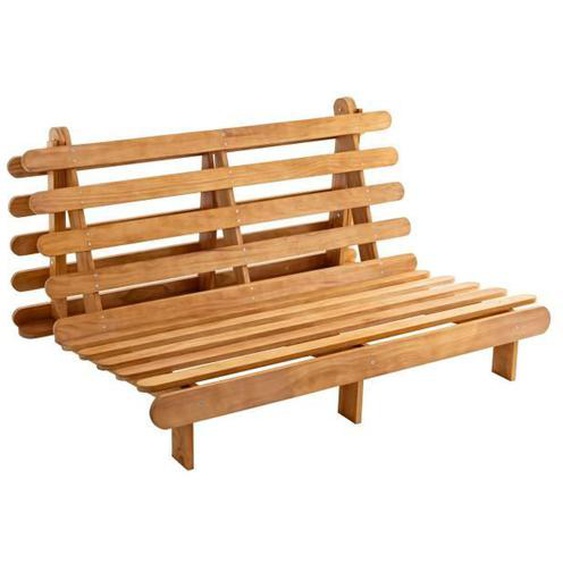Structure futon 160x200 cm en bois massif naturel - Bois naturel - Terre de Nuit