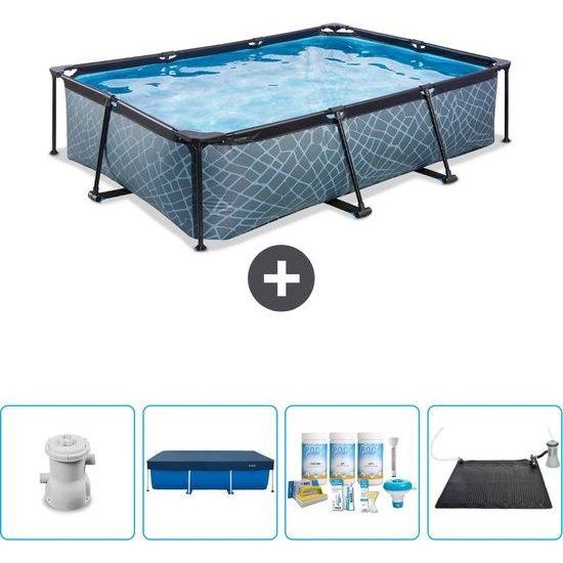 Structure rectangulaire pour piscine - 300 x 200 x 65 cm - comprenant une pompe, une couverture, un kit dentretien et une bâche solaire - actuellement à un prix très avantageux