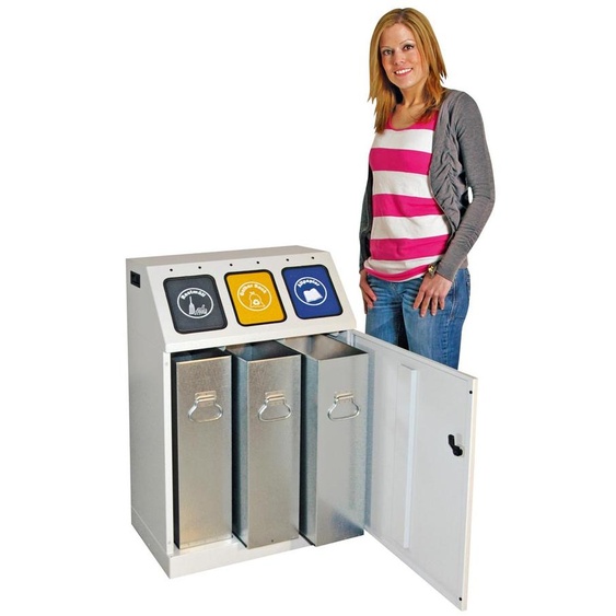 Stumpf Triple collecteur de déchets Triplex gris clair Seau intérieur 3 x 30l - 635-075-0-2-300