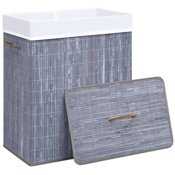 Style Élégance Chic - Panier à linge - Coffre à linge Bambou Gris 100 L - 97391