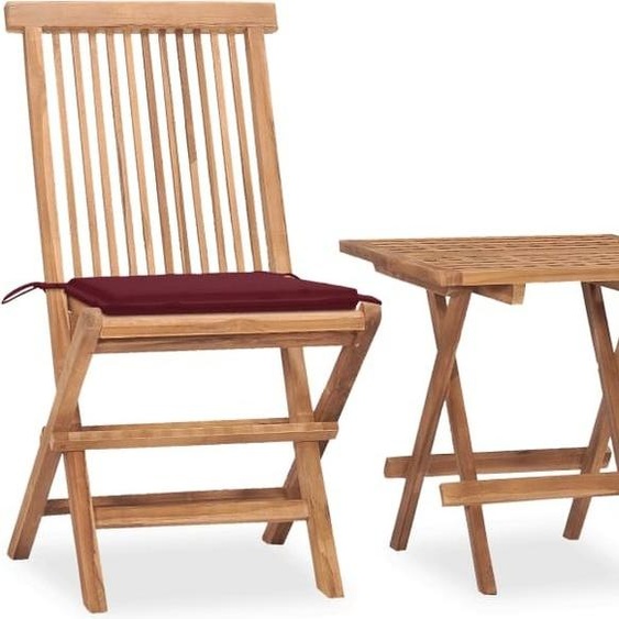 Style élégant Ensemble de jardin 3 pièces avec coussins Pliable Bois massif Teck DE3658195