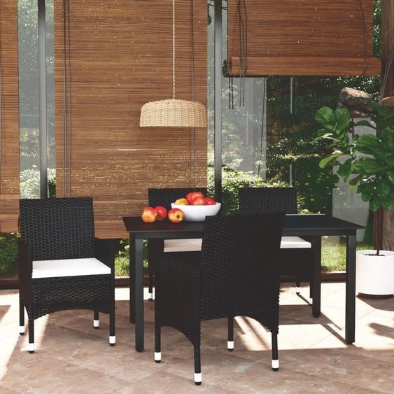 Style élégant Ensemble de meubles de jardin Balcon Ensemble de 5 pièces à manger de jardin avec coussins Poly rotin noir - Ensemble de meubles de jardin Hommie7936453 2parcel