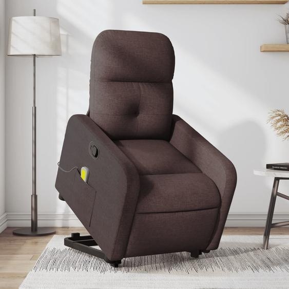 Style élégant Fauteuil de massage avec releveur Tissu marron foncé - Fauteuil TV & Relax Hommie9134952 2parcel