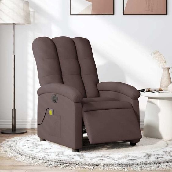 Style élégant Fauteuil de massage électrique Tissu marron foncé - Fauteuil de télévision et de relaxation Hommie6505869 2parcel