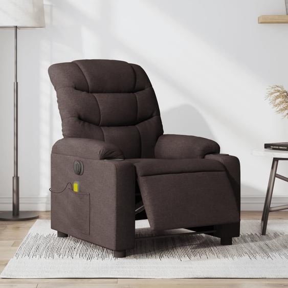 Style élégant Fauteuil de massage électrique Tissu marron foncé - Fauteuil de télévision et de relaxation Hommie6566622 2parcel