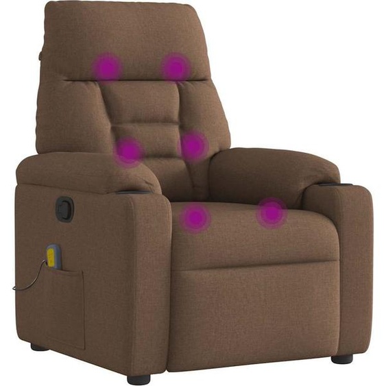 Style élégant Fauteuil de massage Marron Tissu - Fauteuil TV & Relax Hommie7022310 1parcel