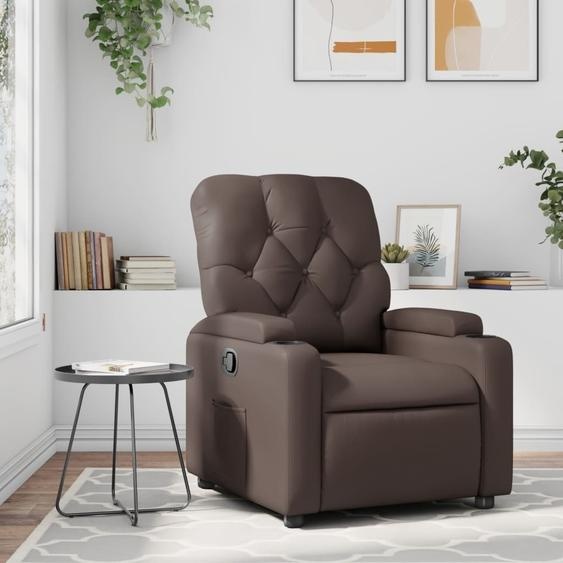 Style élégant Fauteuil relax Marron Similicuir Fauteuil classique CHY70041579