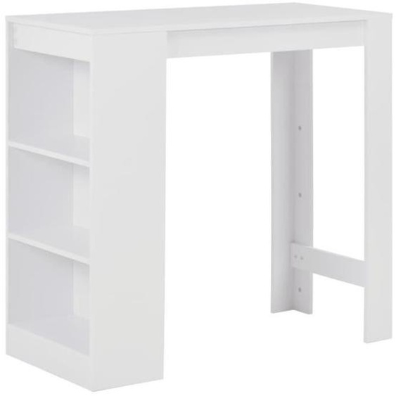 Style Vintage Rétro Table haute - Table de bar avec étagère Blanc 110x50x103 cm Table Mange Debout Table de bistro - Moderne •458036