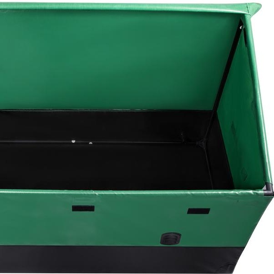 SucceBuy 150 gallons Boîte de rangement extérieure, boîte de couverture en bâche PE étanche avec cadre galvanisé, protection tous temps, portable pour le camping, brun & bleu