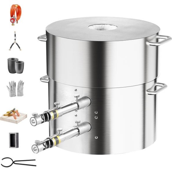 SucceBuy 16 kg/35 lbs Kit de four de fusion au propane avec double brûleur C quip  de creusets et de pinces. Idéal pour le recyclage de lor, de largent, du cuivre et de laluminium, excellent four de fusion à domicile pour les fonderies
