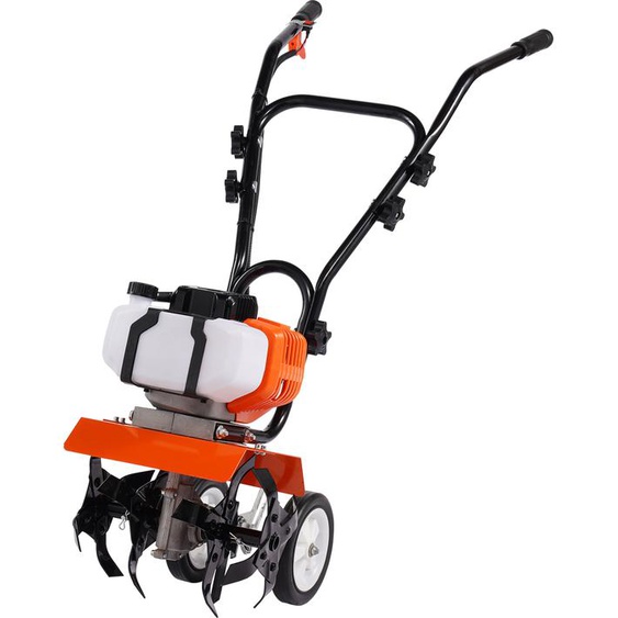 SucceBuy 43 CC Déchaumeur à 2 temps avec moteur à essence, 4 dents en acier réglables pour le travail du sol de la pelouse, du jardin et du champ, durable, polyvalent, moteur à 2 temps