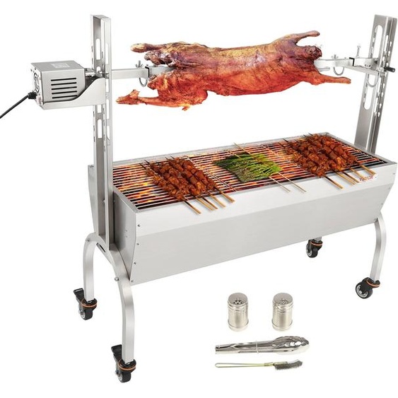 SucceBuy 46 pouces en acier inoxydable rôtissoire barbecue porc entier agneau chèvre charbon de bois broche gril électrique barbecue porc rôtissoire rôtissoire