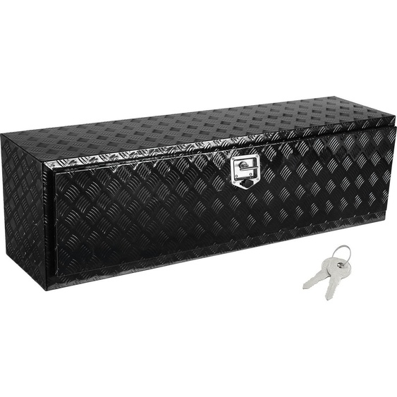SucceBuy 60 x 17 x 18 Boîte de rangement sous le pick-up, boîte à outils robuste en aluminium avec plaque en diamant, étanche, serrure avec verrouillage à poignée en T pour camion, camionnette, remorque