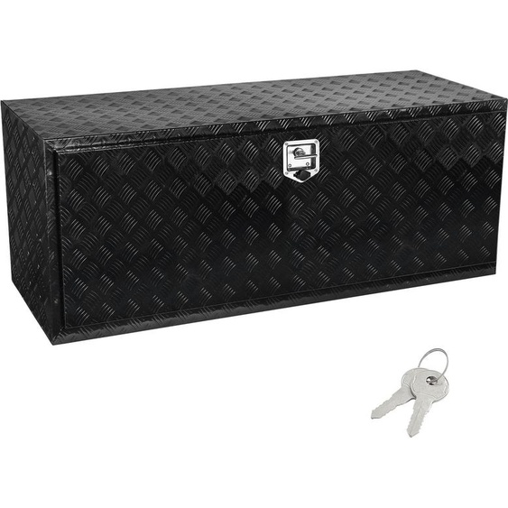 SucceBuy 60 x 24 x 24 Boîte de rangement sous le pick-up, boîte à outils robuste en aluminium avec plaque en diamant et serrure, boîte de remorque étanche, verrouillage par poignée en T pour camion, camionnette, remorque