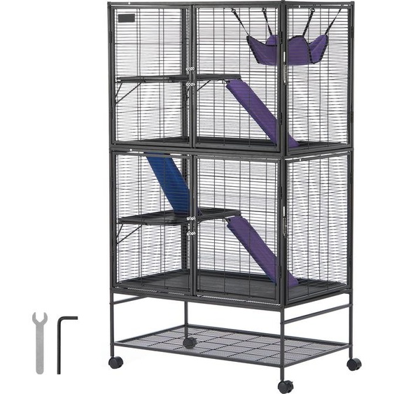 SucceBuy 64,6 cage à furet roulante en métal, 4 étages Critter Nation. Idéal pour les petits animaux de compagnie, hamsters, cochons dInde, chinchillas, écureuils, hérissons, lapins