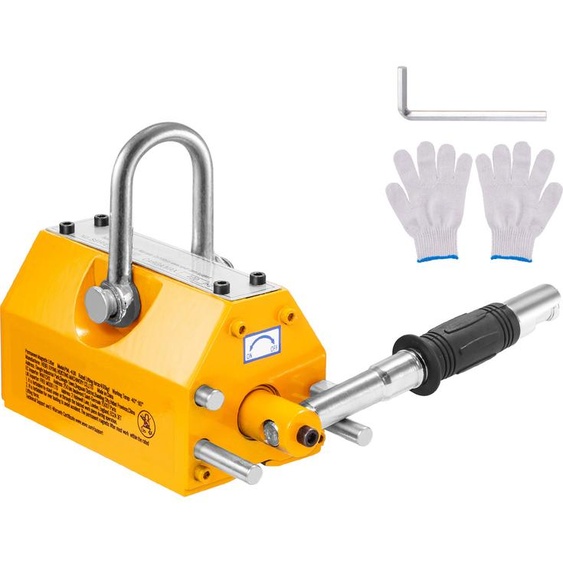 SucceBuy Aimant de levage de - 1320 lbs capacité, facteur de sécurité 2,5, néodyme et acier, aimant de levage permanent avec déverrouillage, charge lourde pour palan, grue, bloc, planche