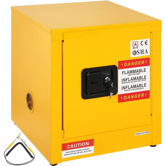 SucceBuy : Armoire de sécurité jaune pour produits dangereux, dotée dune porte verrouillable, fabriquée en acier laminé à froid, idéale pour le stockage sécurisé de produits chimiques et de pesticides. Dimensions : 43 x 43 x 46 cm