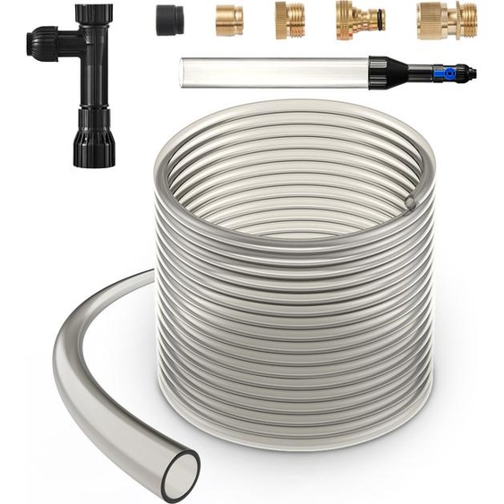 SucceBuy aspirateur-nettoyeur de gravier daquarium, 50 pieds de tuyau en PVC, aspirateur-nettoyeur de gravier daquarium, siphon-nettoyeur daquarium, 3 adaptateurs en laiton, pour le nettoyage des aquariums, du gravier et du sable