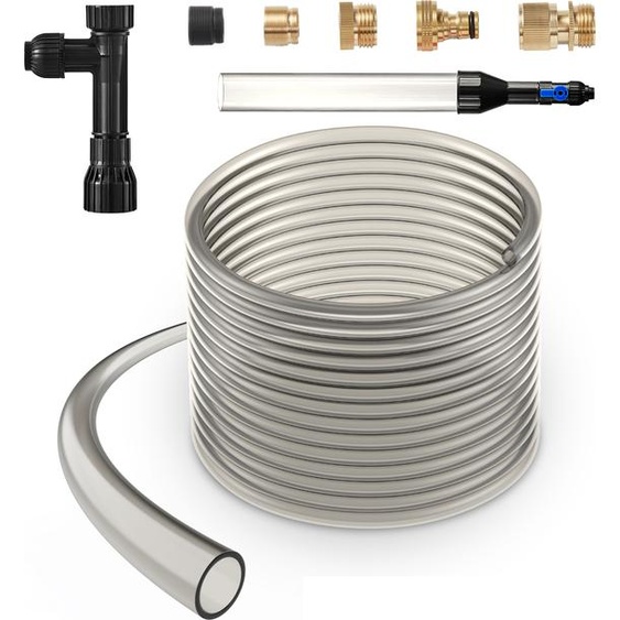 SucceBuy Aspirateur pour aquarium, nettoyeur de gravier, 25 pieds de tuyau en PVC, aspirateur pour aquarium, nettoyeur de siphon avec 3 adaptateurs en laiton pour le nettoyage du gravier et du sable dans laquarium, pas besoin délectricité