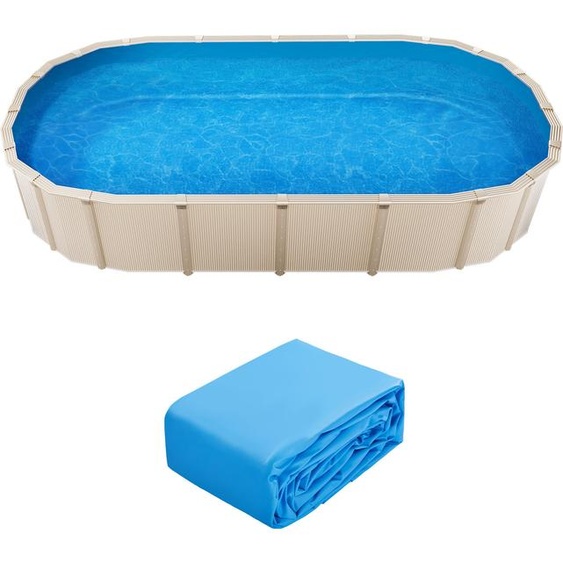SucceBuy bâche de piscine ovale à recouvrement 24 x 12,3 pieds - hauteur de paroi 52 pouces pour les piscines hors sol