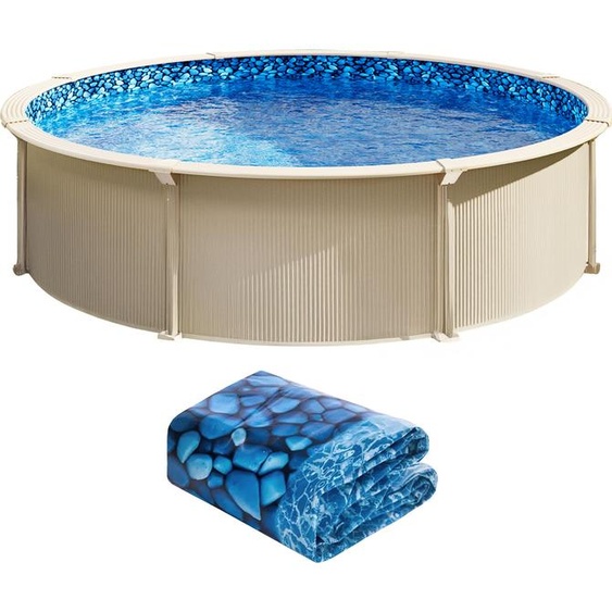 SucceBuy bâche de piscine ronde, 5,5 m, style chevauchement, adaptée à une hauteur de paroi de 137,2 cm