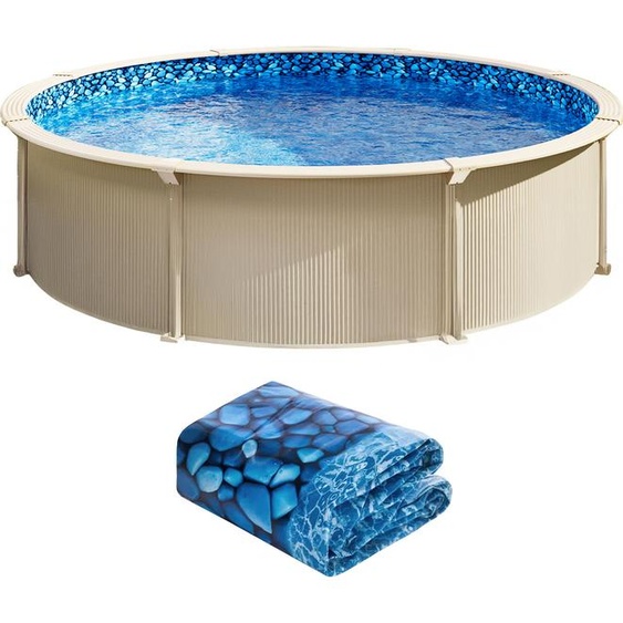 SucceBuy bâche de piscine, ronde, 6,44 m, style chevauchement, 137,2 cm de hauteur de paroi