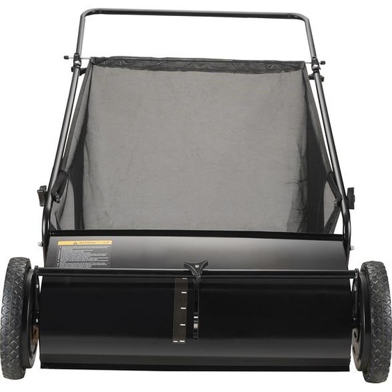 SucceBuy Balayeuse à gazon de 26 pouces, robuste ramasseuse de feuilles et dherbe avec 4 brosses rotatives, roues en caoutchouc durable, acier épaissi, sac de ramassage en filet de 7 pieds cubes