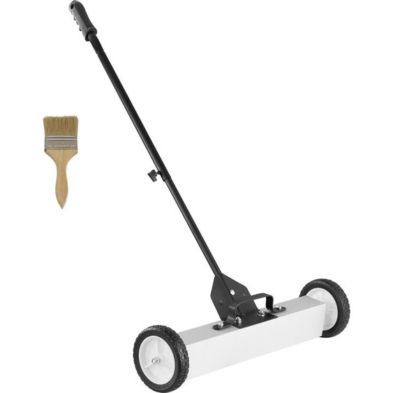 SucceBuy Balayeuse magnétique à roulettes de 50 livres, 24 pouces de poussée avec poignée télescopique, idéale pour latelier, le garage, le nettoyage de la cour