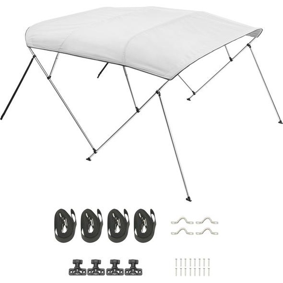 SucceBuy Bimini Top Pare-soleil bateau 4 arcs 201-213 cm Gris clair