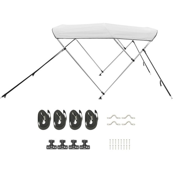 SucceBuy Bimini Top Taud de bateau 3 arcs 216-229 cm, gris clair
