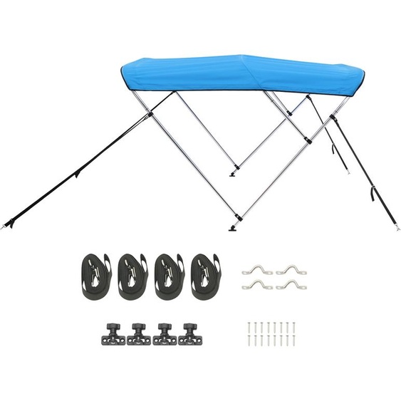 SucceBuy Bimini Top Taud de bateau Taud de soleil bleu 3 arcs 185-198 cm