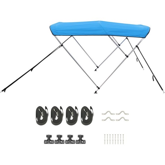 SucceBuy Bimini Top Taud de bateau Taud de soleil bleu 3 arcs 201-213 cm