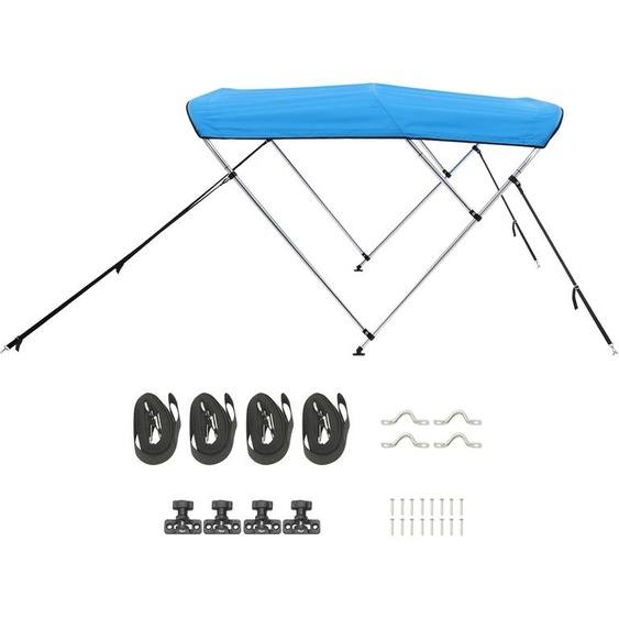 SucceBuy Bimini Top Taud de bateau Taud de soleil bleu 3 arcs 216-229 cm