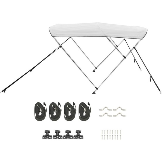 SucceBuy Biminitop pour bateaux avec 3 arcs, 183 cm L x 185 cm - 198 cm L x 116 cm H, gris clair