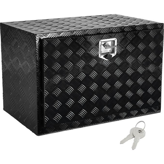 SucceBuy Boîte à outils sous le plancher du camion, 91,4 x 61 x 61 cm, boîte à outils robuste en aluminium avec plaque en diamant, serrure et clé, rangement étanche avec verrouillage par poignée en T pour camion, camionnette, remorque