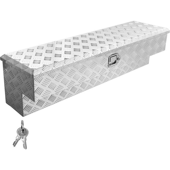SucceBuy Caisse à outils pour surface de chargement, caisse de rangement en aluminium avec motif profilé, organisateur de rangement verrouillable pour pick-up, camping-car, remorque, 1219x340x330 mm