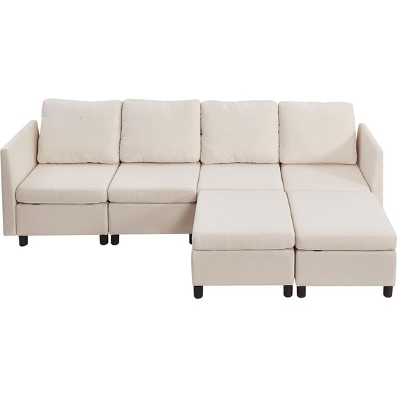 SucceBuy Canapé dangle modulable avec espace de rangement caché, canapé-lit rembourré avec mousse haute résilience et cadre en bois massif, adapté au salon et à la chambre à coucher (4 places)