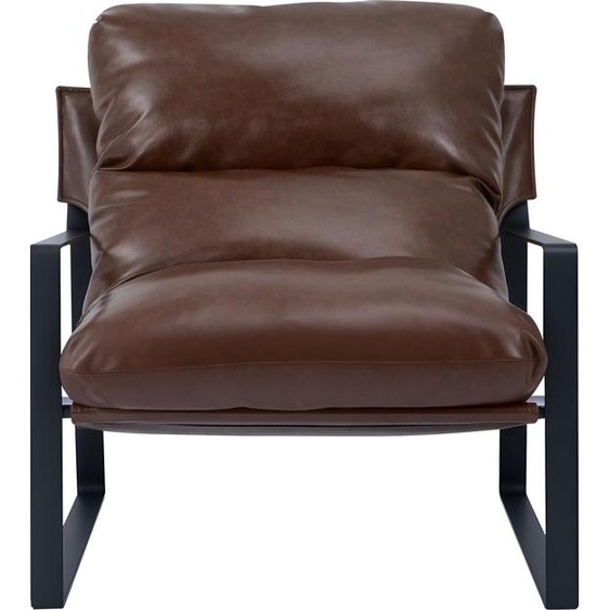 SucceBuy Chaise daccentuation Fauteuil lounge, fauteuil confortable avec rembourrage en mousse souple, structure métallique robuste et coussin amovible, idéal pour le salon, la chambre ou le bureau, marron