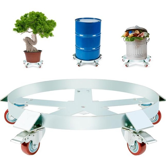 SucceBuy Chariot pour fûts 55 gallons pour charges lourdes, chariot pour fûts avec une capacité de charge de 1250 lbs, chariot pour fûts antibasculement avec cadre en acier, 5 roues pivotantes pour la manutention de fûts dans lentrepôt