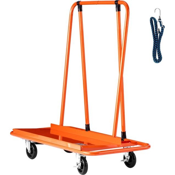 SucceBuy Chariot pour panneaux avec capacité de charge de 816 kg, chariot de transport avec 4 roues pivotantes, chariot pour panneaux avec sangle de serrage, aide au transport pour panneaux de bois, placoplâtre et verre, orange, 1150x555x1180 mm