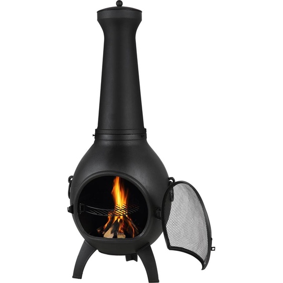 SucceBuy Cheminée dextérieur Chiminea 22 pouces, aluminium avec grille et manteau de cheminée