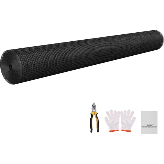 SucceBuy Clôture de jardin 183 cm x 15,24 m, mailles 1,27x1,27 cm, φ1,06 mm de grillage galvanisé, grillage recouvert de vinyle, treillis soudé pour plantes de jardin et enclos à lapins